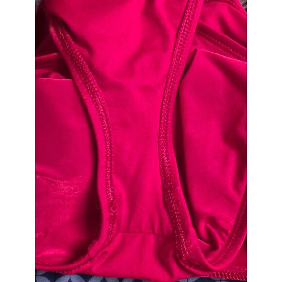 La Blanca Ruched One Piece Swimsuit Padded Cups Red Size 10 - Picture 9 of 11